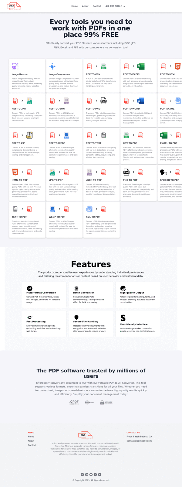 Ultimate PDF Converter Website Source Code With 23 Tools