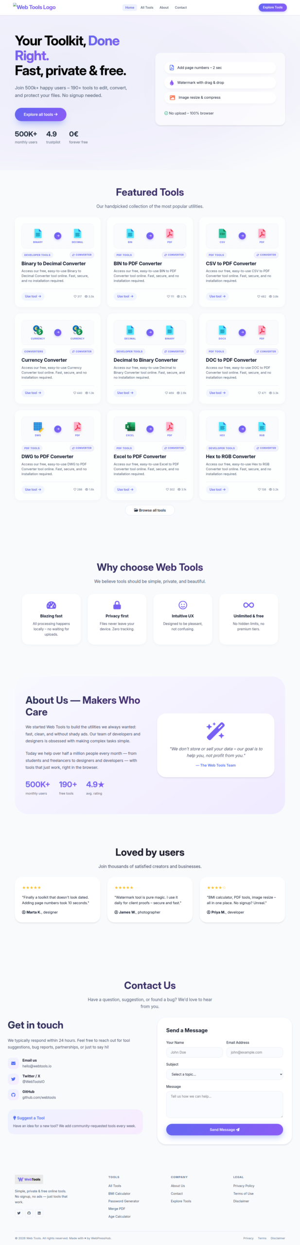 WebTools AdSense Ready 130+ Multi Tool Website Template