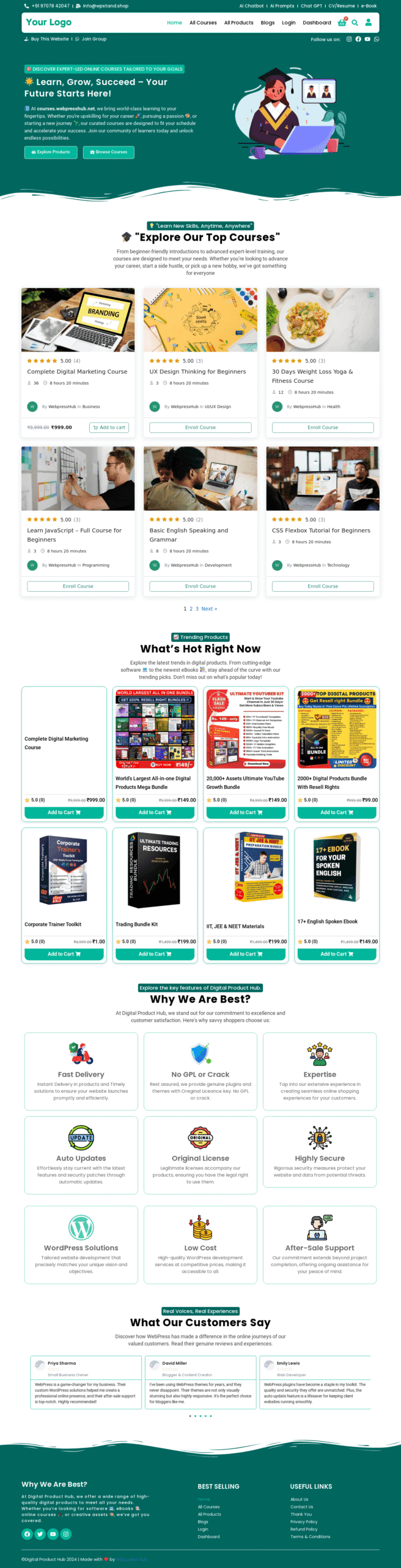 Online Course & Digital Products Selling Website Template With 2000+ Products