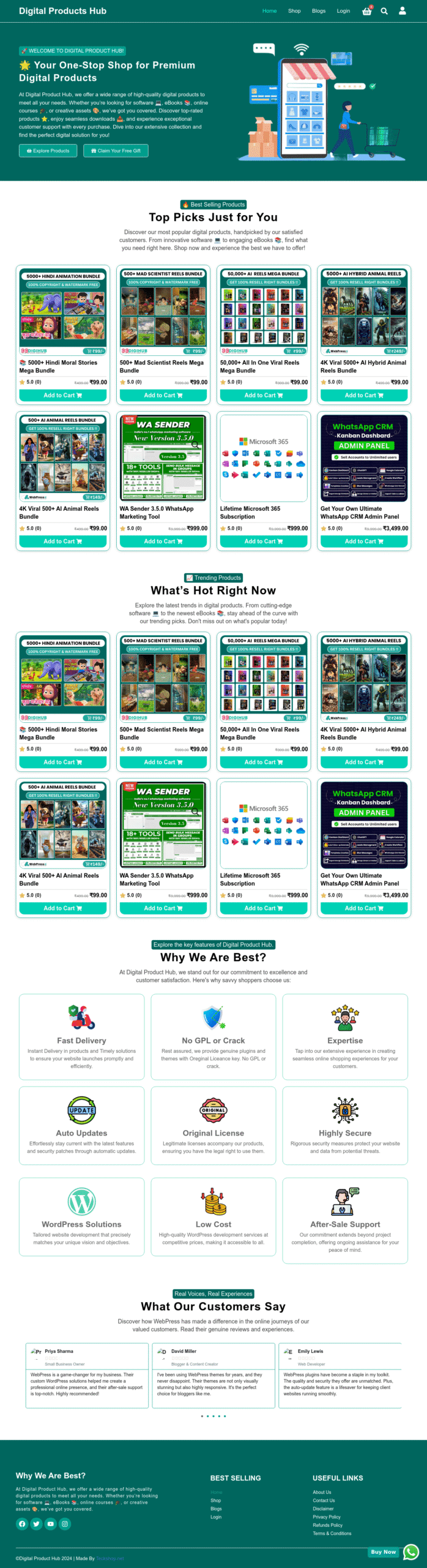 High Converting Digital Product Selling Website Template with 50+ Free Products