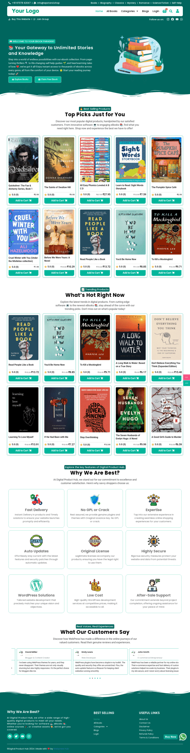 High Converting Ebook Or Book Selling woocommerce Website Template