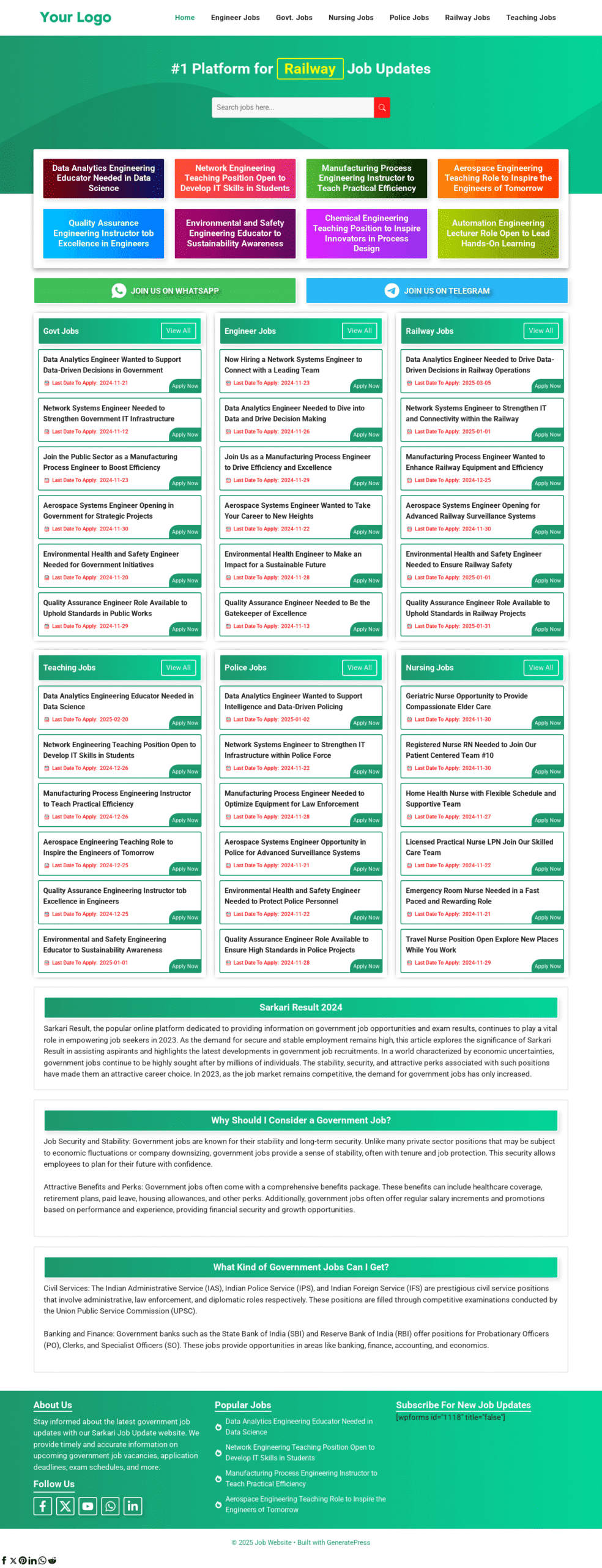 Get a  Job Portal Website Using GeneratePress for Instant AdSense Approval ( Without Elementor And Full Setup )