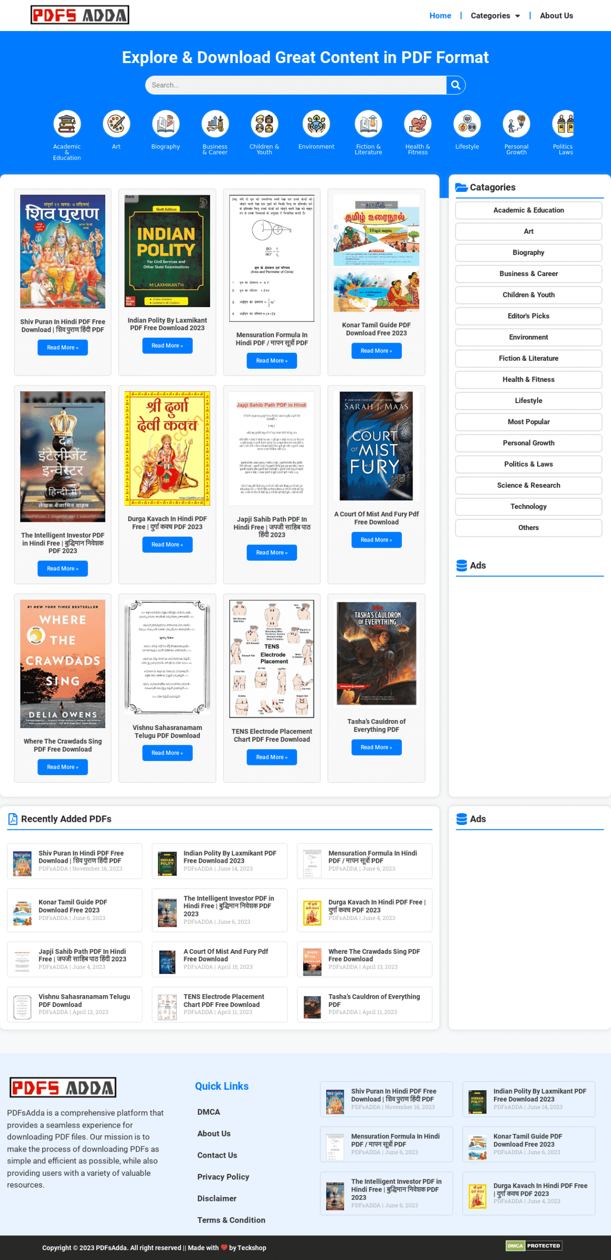 PDF Downloading Website Design for Instant AdSense Approval