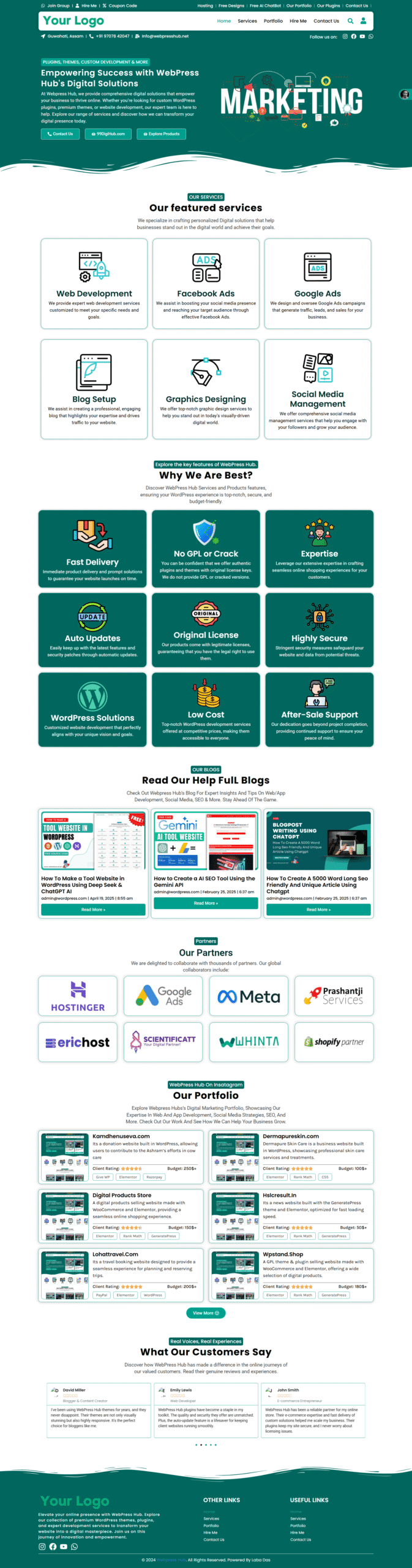 5-Page Elementor Website Template for Marketing Agency, Business or Portfolio Like WebpressHub.net