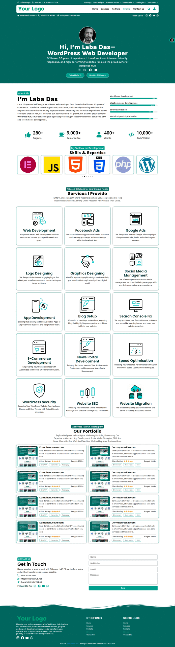 Clean, Stylish & High-Converting Single-Page Portfolio Website Template for Elementor