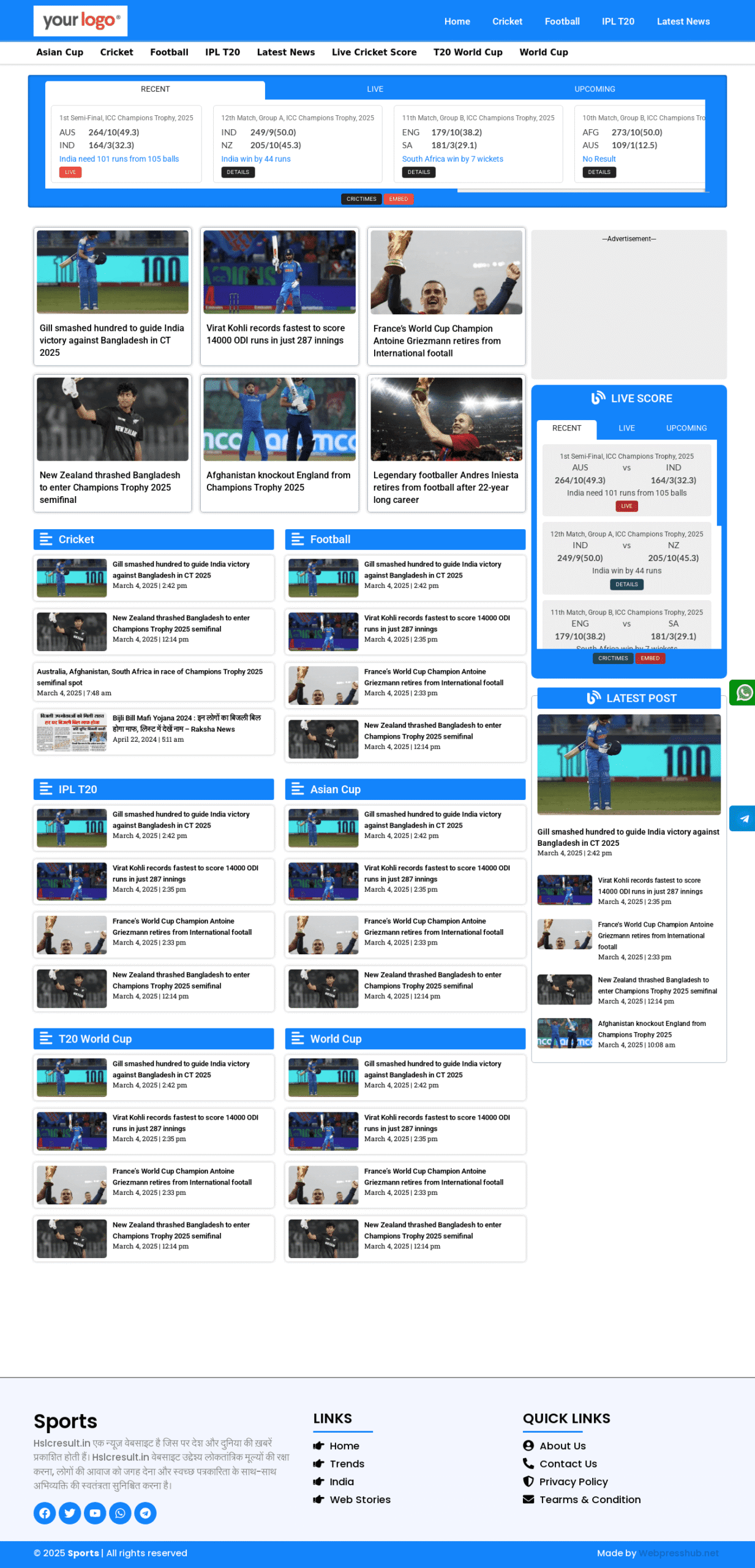 Sports Blog Website Design With generatpress For Instant AdSense Approval