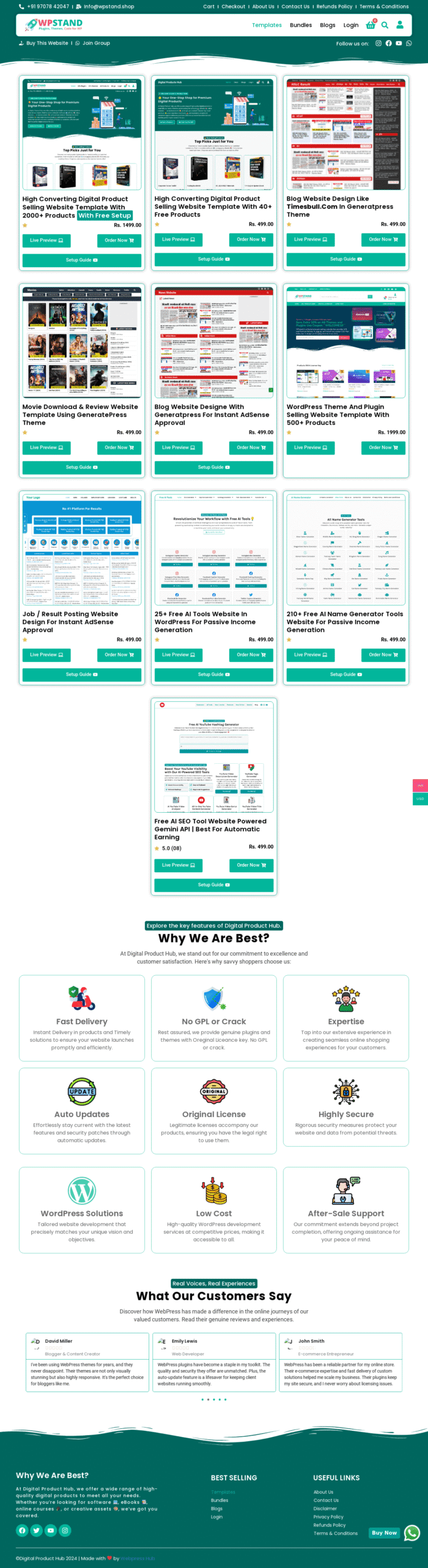 Template Selling website Design with 10+ Templates and 2000+ Digitel Products