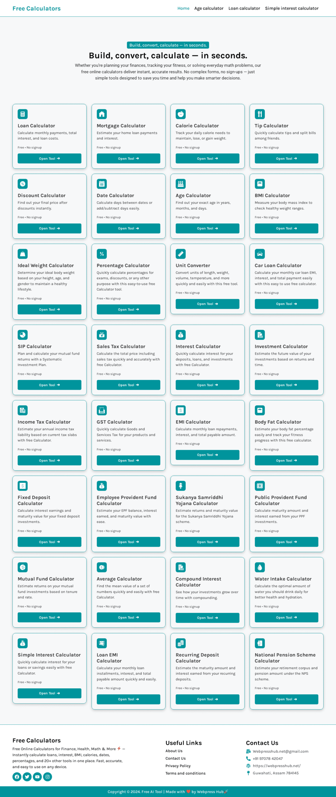 AdSense Ready 32+ Calculator Tools Website In Wordpress Using GeneratePress