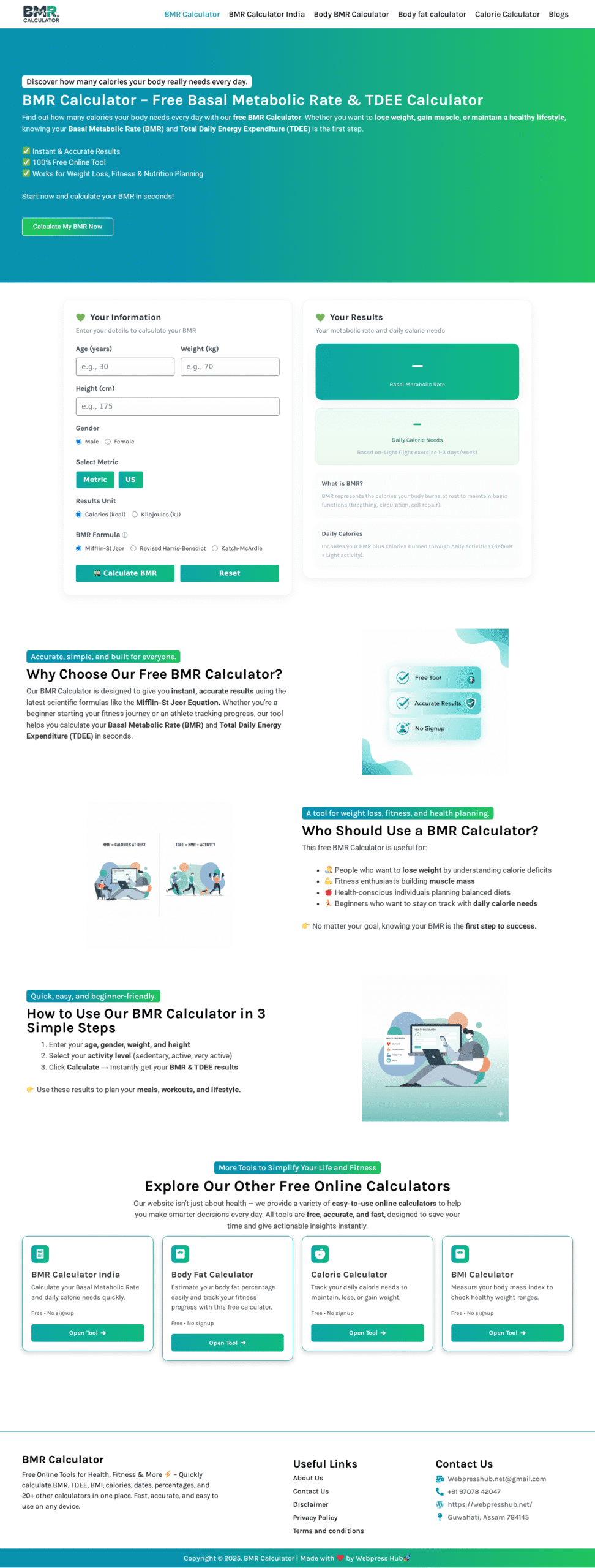 AdSense Ready BMR & Health Calculator Tools Website in WordPress