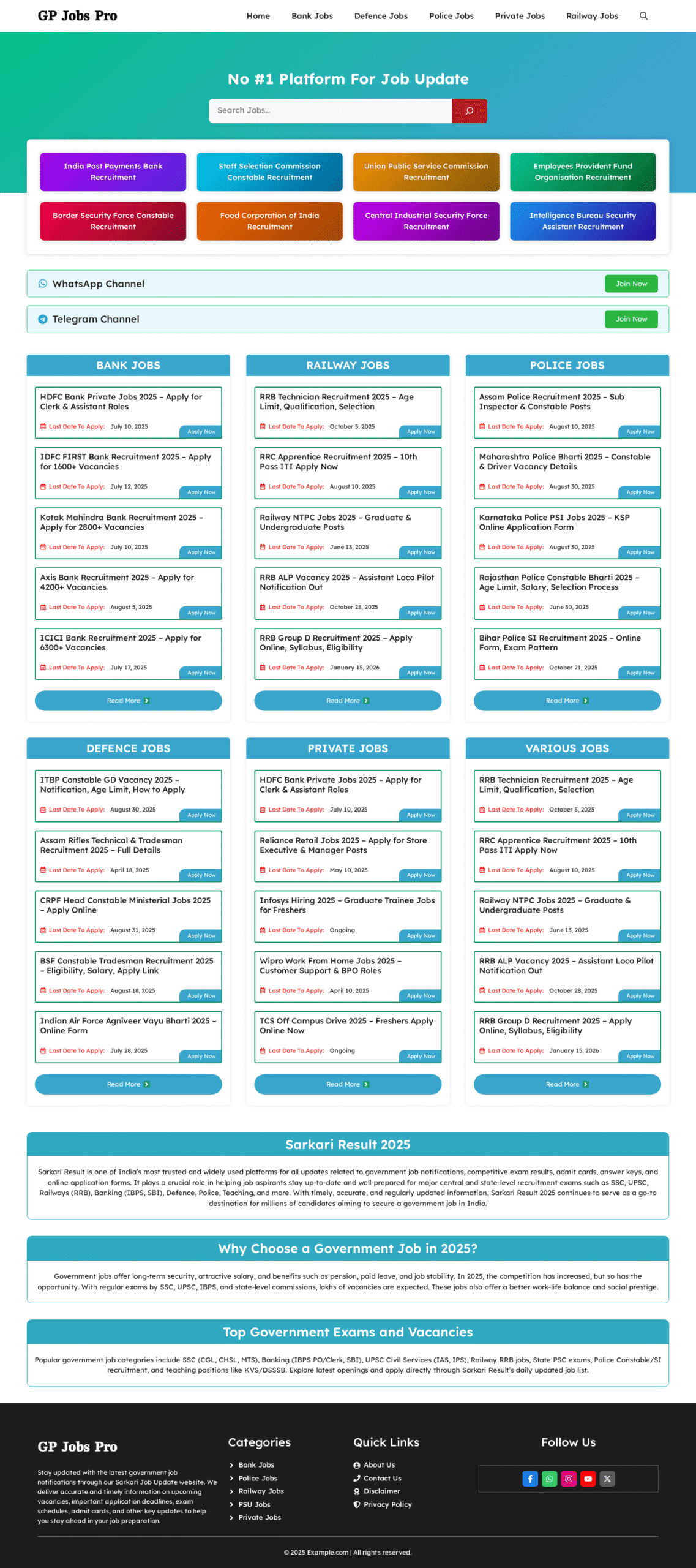 AdSense Ready Sarkari Job Website Full setup Built on GeneratePress (Without Elementor)
