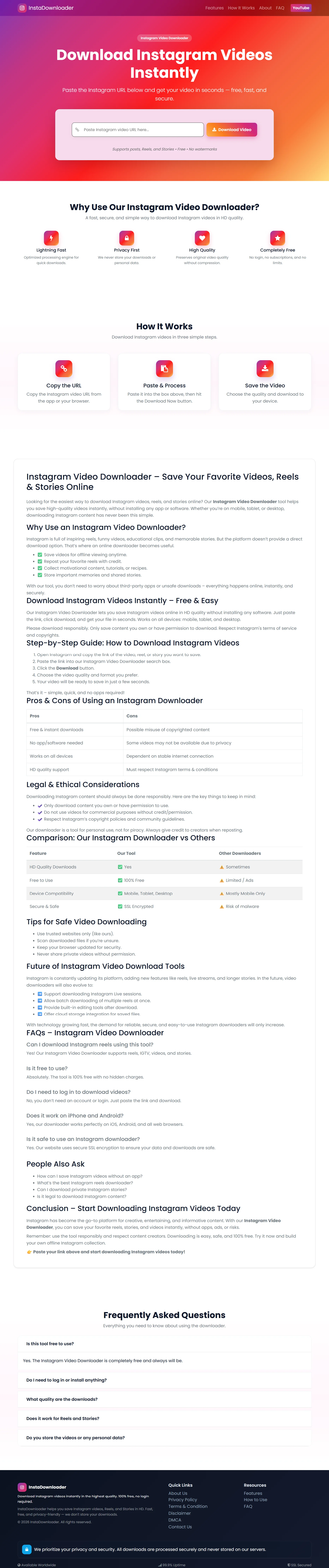AdSense Friendly Ready-Made Instagram Video, Reel & Story Downloader Website Script ( With Resale Rights )